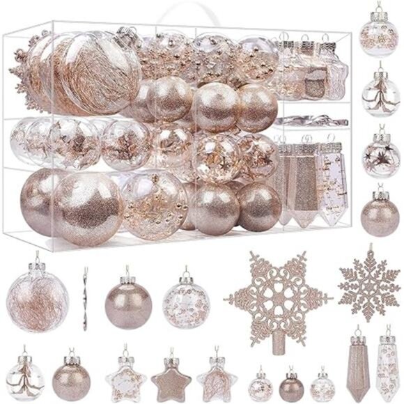 86PCS ChristmasBalls Ornaments Set,Shatterproof Plastic Clear Decorative Baubles - Picture 7 of 7